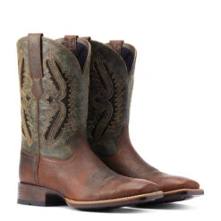 'Ariat' Men's 11" Rowder VentTEK 360° Western Square Toe - Rust / Forest Green -Men's Shoes Store S23 MNS WEST 10044478 pair 1024x1024@2x