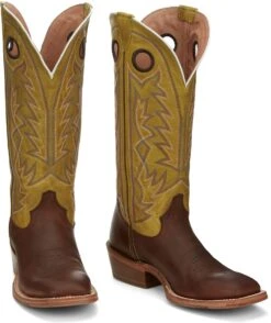 'Tony Lama' Men's 15" Fairview Buckaroo Western Square Toe - Brown / Moss Green -Men's Shoes Store TNL 002 SA2001 1024x1024@2x